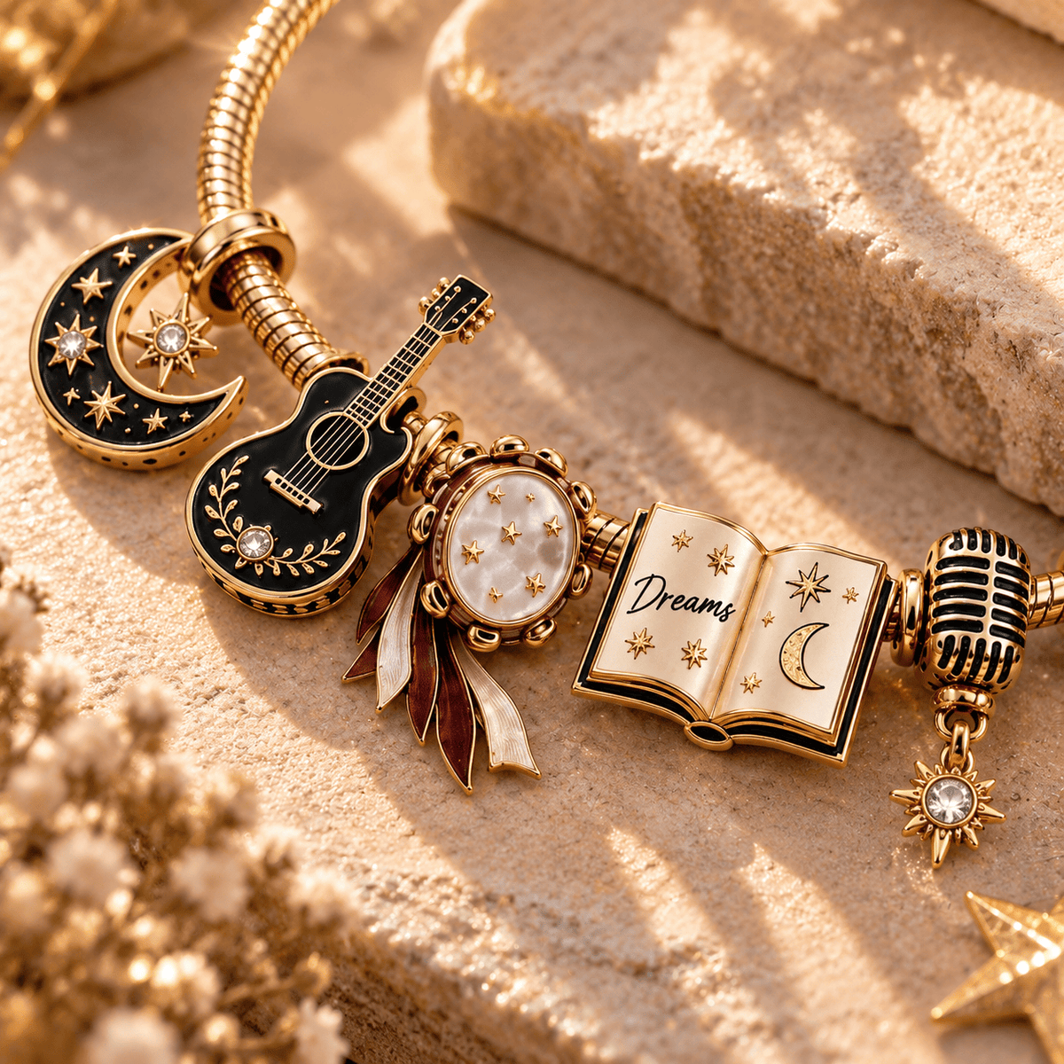 FLM Gold Charm Bracelet Set TTN