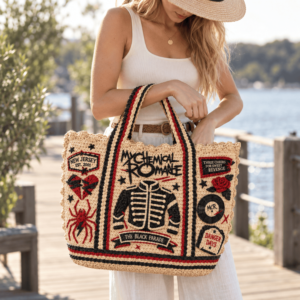 MCR Straw-Style Embellished Tote Bag DNBN