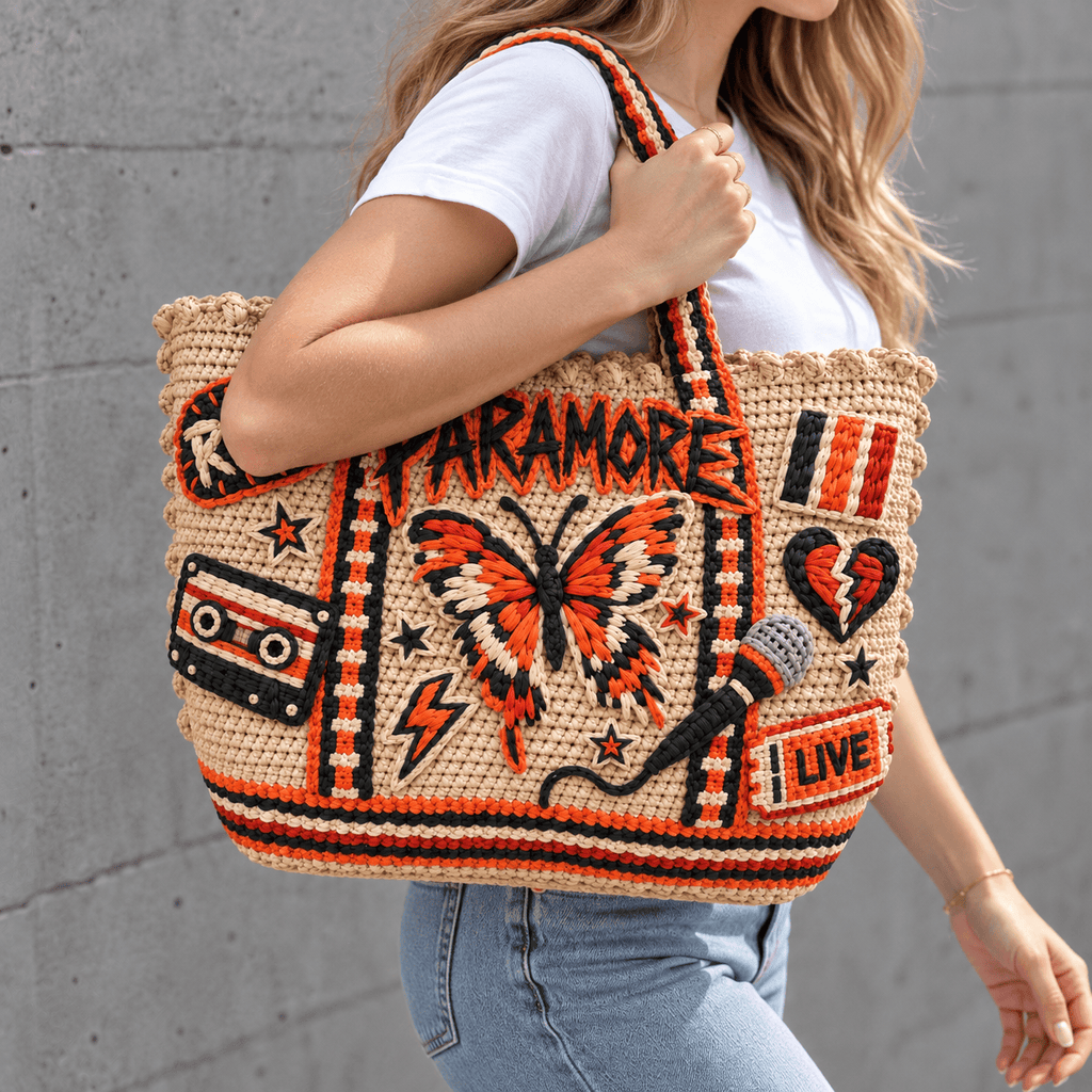 PRM Straw-Style Embellished Tote Bag NTKO