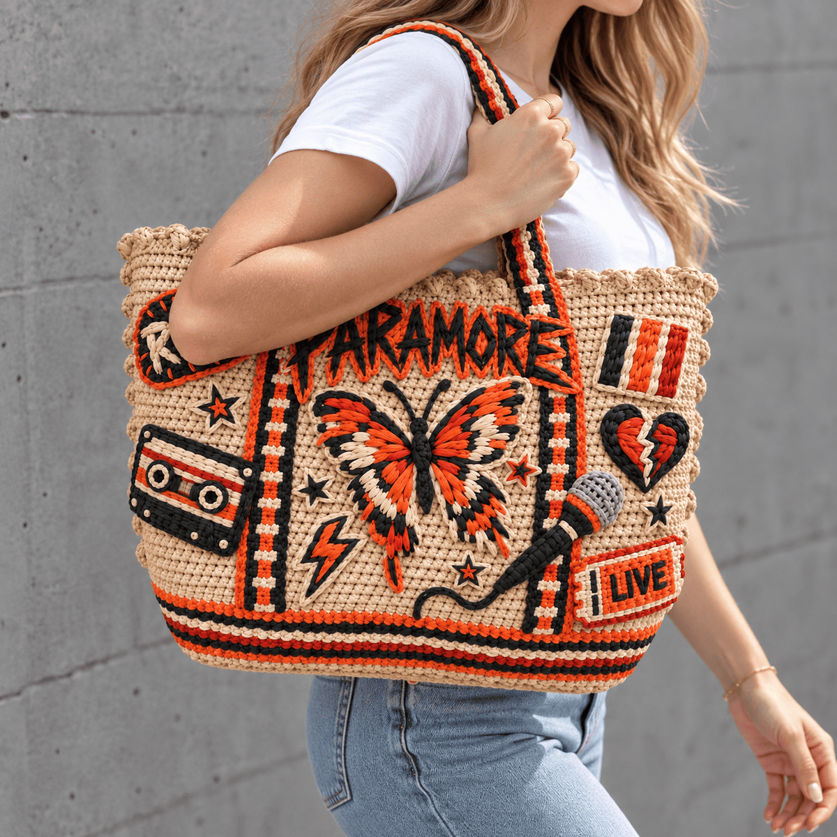 PRM Straw-Style Embellished Tote Bag NTKO