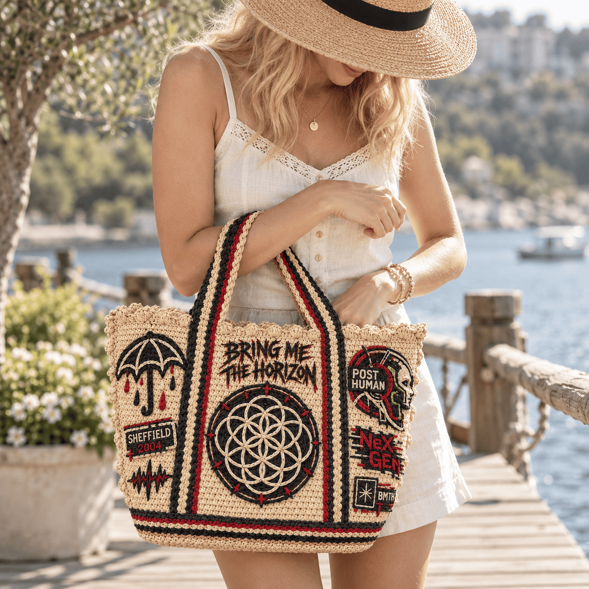 BMTH Straw-Style Embellished Tote Bag DNBN