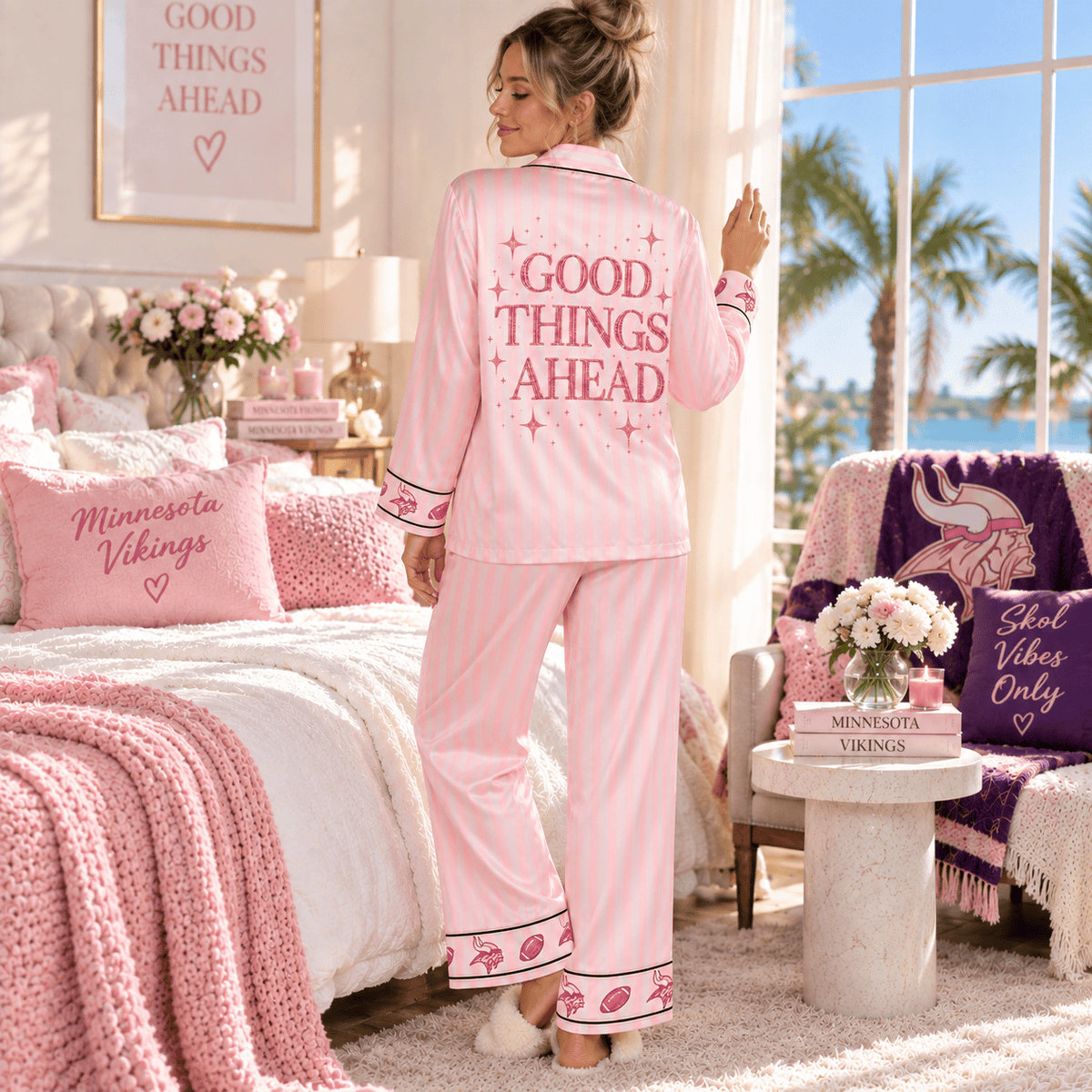 MNV Women’s Premium Signature Satin Pajama Set NTNA