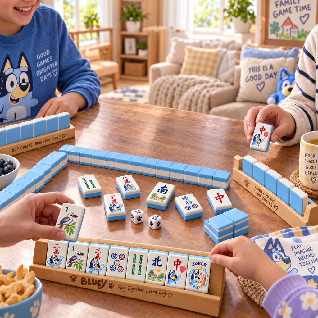 Premium BLU Mahjong Tiles Set TNSM