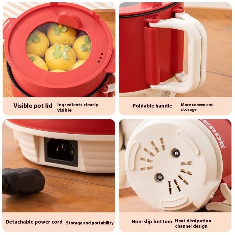 Portable Electric Heating Pot 1.5L Multi-purpose Cooker with Cover Automatic Temperature Control Fast Cooker for InstantNoodles